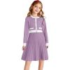 imageGRACE KARIN Girls Sweater Fall Dress Long Sleeve Knit A Line Contrast Casual Winter Dresses 614YDeep Purple