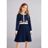 imageGRACE KARIN Girls Sweater Fall Dress Long Sleeve Knit A Line Contrast Casual Winter Dresses 614YNavy Blue