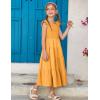 imageGRACE KARIN Girls Tie Back Party Dress Ruffle Sleeve Smoke Tiered Special Occasions Summer Maxi Dresses Size 512Apricot