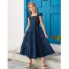 imageGRACE KARIN Girls Tie Back Party Dress Ruffle Sleeve Smoke Tiered Special Occasions Summer Maxi Dresses Size 512Deep Blue