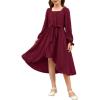 imageGRACE KARIN Girls Long Sleeve Dress Ruffle High Low Hem Fall Winter Chiffon Dress Size 512Wine Red