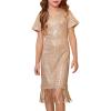 imageGRACE KARIN Girls Sequin Flapper Fancy Fringe Party Dress Kid Sparkly Formal Bodycon Dress with Hairbow Size 512 YearsRose Gold