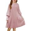 imageGRACE KARIN Girls Sweater Dress Fall Winter Lantern Sleeve Knit Casual Dress Formal Party Dresses for Girls Size 410Leather Pink