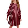 imageGRACE KARIN Girls Sweater Dress Fall Winter Lantern Sleeve Knit Casual Dress Formal Party Dresses for Girls Size 410Wine Red