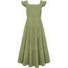 imageGRACE KARIN Girls Tie Back Party Dress Ruffle Sleeve Smoke Tiered Special Occasions Summer Maxi Dresses Size 512Army Green