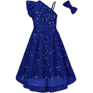 imageGRACE KARIN Girls One Shoulder Sequin Dress High Low Party Dress for 514YRoyal Blue