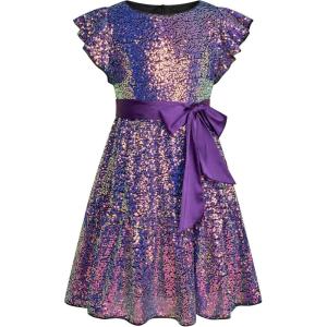 imageGRACE KARIN Girls Party Dress Sequin Formal Fancy Birthday Dress for Girls Prom Ruffle Midi Dress 514YearsFantasy Purple