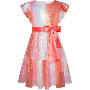 imageGRACE KARIN Girls Party Dress Sequin Formal Fancy Birthday Dress for Girls Prom Ruffle Midi Dress 514YearsMulticolor Pink