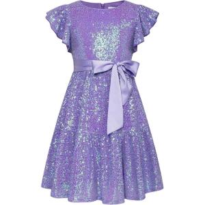 imageGRACE KARIN Girls Party Dress Sequin Formal Fancy Birthday Dress for Girls Prom Ruffle Midi Dress 514YearsPurple