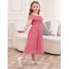 imageGRACE KARIN Girls Off Shoulder Dress Sleeveless Ruffle Spaghetti Straps Smocked ALine Chiffon Dress 514YHot Pink