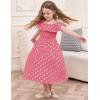 imageGRACE KARIN Girls Off Shoulder Dress Sleeveless Ruffle Spaghetti Straps Smocked ALine Chiffon Dress 514YHot Pink