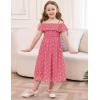 imageGRACE KARIN Girls Off Shoulder Dress Sleeveless Ruffle Spaghetti Straps Smocked ALine Chiffon Dress 514YHot Pink