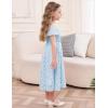 imageGRACE KARIN Girls Off Shoulder Dress Sleeveless Ruffle Spaghetti Straps Smocked ALine Chiffon Dress 514YLight Blue