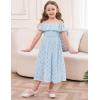 imageGRACE KARIN Girls Off Shoulder Dress Sleeveless Ruffle Spaghetti Straps Smocked ALine Chiffon Dress 514YLight Blue
