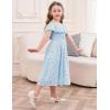 imageGRACE KARIN Girls Off Shoulder Dress Sleeveless Ruffle Spaghetti Straps Smocked ALine Chiffon Dress 514YLight Blue