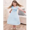 imageGRACE KARIN Girls Off Shoulder Dress Sleeveless Ruffle Spaghetti Straps Smocked ALine Chiffon Dress 514YLight Blue