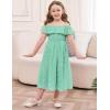 imageGRACE KARIN Girls Off Shoulder Dress Sleeveless Ruffle Spaghetti Straps Smocked ALine Chiffon Dress 514YLight Green