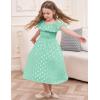 imageGRACE KARIN Girls Off Shoulder Dress Sleeveless Ruffle Spaghetti Straps Smocked ALine Chiffon Dress 514YLight Green