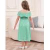 imageGRACE KARIN Girls Off Shoulder Dress Sleeveless Ruffle Spaghetti Straps Smocked ALine Chiffon Dress 514YLight Green