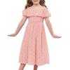 imageGRACE KARIN Girls Off Shoulder Dress Sleeveless Ruffle Spaghetti Straps Smocked ALine Chiffon Dress 514YLight Pink