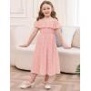 imageGRACE KARIN Girls Off Shoulder Dress Sleeveless Ruffle Spaghetti Straps Smocked ALine Chiffon Dress 514YLight Pink