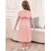 imageGRACE KARIN Girls Off Shoulder Dress Sleeveless Ruffle Spaghetti Straps Smocked ALine Chiffon Dress 514YLight Pink