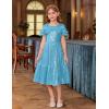 imageGRACE KARIN Girls Sequin Dress Short Sleeve Sparkle Birthday Party Prom Dress with Hair Bow 512YLight Blue