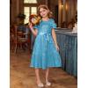 imageGRACE KARIN Girls Sequin Dress Short Sleeve Sparkle Birthday Party Prom Dress with Hair Bow 512YLight Blue