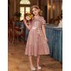 imageGRACE KARIN Girls Sequin Dress Short Sleeve Sparkle Birthday Party Prom Dress with Hair Bow 512YPink Gold