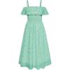 imageGRACE KARIN Girls Off Shoulder Dress Sleeveless Ruffle Spaghetti Straps Smocked ALine Chiffon Dress 514YLight Green