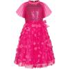 imageGRACE KARIN Girls Sequin Dress Ruffle Party Weeding Flower Shirred Tutu Dress 512Sequinhot Pink