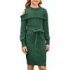 imageGRACE KARIN Girls Sweater Dress Fall Winter Long Sleeve Knit Party Formal Dress Size 614YGreen