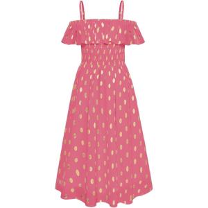 imageGRACE KARIN Girls Off Shoulder Dress Sleeveless Ruffle Spaghetti Straps Smocked ALine Chiffon Dress 514YHot Pink