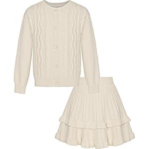 imageGRACE KARIN Girls Sweater Skirt Set Fall Winter Dress Kids Fashion Outfits Size 512Cream