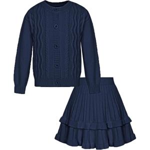 imageGRACE KARIN Girls Sweater Skirt Set Fall Winter Dress Kids Fashion Outfits Size 512Navy Blue