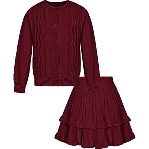 imageGRACE KARIN Girls Sweater Skirt Set Fall Winter Dress Kids Fashion Outfits Size 512Wine Red