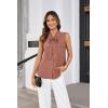 imageGRACE KARIN Womens Stand Collar Tie Neck Tank Tops Sleeveless Work Bow Top ShirtsDark Pink