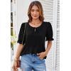 imageGRACE KARIN Womens Summer Top Casual Crewneck Short Puff Sleeve Crochet Lace Embroidered Blouses ShirtsBlack