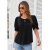 imageGRACE KARIN Womens Summer Top Casual Crewneck Short Puff Sleeve Crochet Lace Embroidered Blouses ShirtsBlack