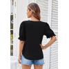 imageGRACE KARIN Womens Summer Top Casual Crewneck Short Puff Sleeve Crochet Lace Embroidered Blouses ShirtsBlack