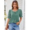 imageGRACE KARIN Womens Summer Top Casual Crewneck Short Puff Sleeve Crochet Lace Embroidered Blouses ShirtsGrey Green