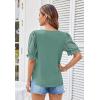 imageGRACE KARIN Womens Summer Top Casual Crewneck Short Puff Sleeve Crochet Lace Embroidered Blouses ShirtsGrey Green