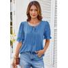 imageGRACE KARIN Womens Summer Top Casual Crewneck Short Puff Sleeve Crochet Lace Embroidered Blouses ShirtsLight Blue