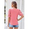 imageGRACE KARIN Womens Summer Top Casual Crewneck Short Puff Sleeve Crochet Lace Embroidered Blouses ShirtsLight Pink