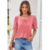 imageGRACE KARIN Womens Summer Top Casual Crewneck Short Puff Sleeve Crochet Lace Embroidered Blouses ShirtsLight Pink