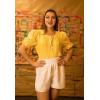 imageGRACE KARIN Womens Summer Top Casual Crewneck Short Puff Sleeve Crochet Lace Embroidered Blouses ShirtsLight Yellow