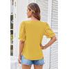 imageGRACE KARIN Womens Summer Top Casual Crewneck Short Puff Sleeve Crochet Lace Embroidered Blouses ShirtsLight Yellow