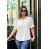 imageGRACE KARIN Womens Summer Top Casual Crewneck Short Puff Sleeve Crochet Lace Embroidered Blouses ShirtsWhite