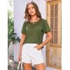 imageGRACE KARIN Womens Summer Tops Ruffle Sleeve 2025 Trendy Lace Floral Crew Neck Ribbed T Shirts Dressy Casual BlousesArmy Green