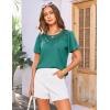 imageGRACE KARIN Womens Summer Tops Ruffle Sleeve 2025 Trendy Lace Floral Crew Neck Ribbed T Shirts Dressy Casual BlousesBlue Green